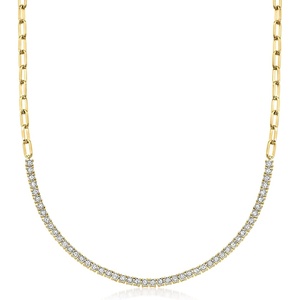 image:imageRossSimons 100 ct tw Diamond Tennis Paper Clip Link Necklace in 18kt Gold Over SterlingDiamond