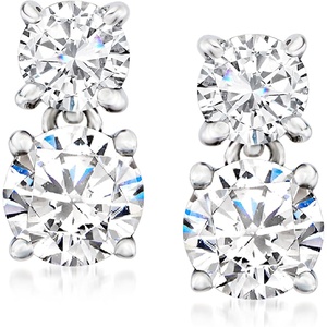 image:imageRossSimons 120 ct tw Diamond Drop Earrings in Platinum
