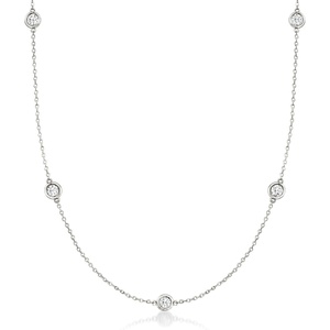 image:imageRossSimons 14kt Gold BezelSet Diamond Station Necklace 100 ct tw