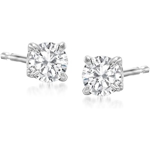 image:imageRossSimons 14kt White Gold Round Diamond Stud Earrings HI Color  I1I2 ClarityDiamond