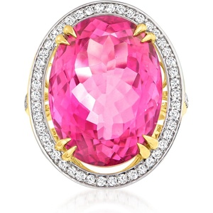 image:imageRossSimons 2000 Carat Pink Topaz and 52 ct tw Diamond Ring in 14kt Yellow GoldTopaz