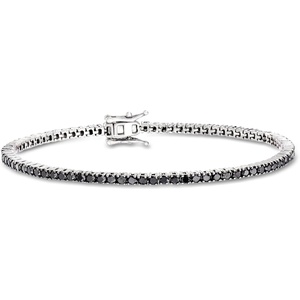 image:imageRossSimons 300 ct tw Black Diamond Tennis Bracelet in Sterling SilverDiamond
