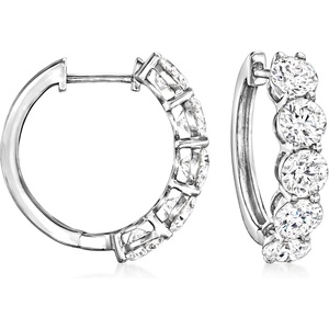 image:imageRossSimons 300 ct tw LabGrown Diamond 5Stone Hoop Earrings in 14kt White Gold