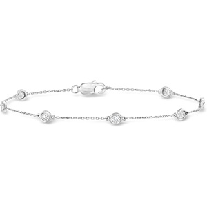 image:imageRossSimons BezelSet Diamond Station Bracelet in Sterling Silver