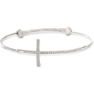 image:imageRossSimons Diamond Sideways Cross Bangle Bracelet in Sterling Silver