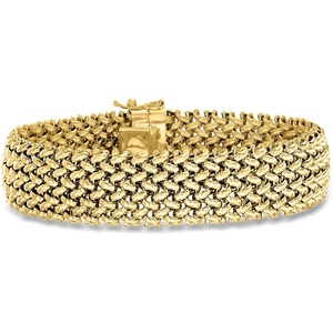 image:imageRossSimons Italian 14kt Yellow Gold RisoLink Braceletno gemstone