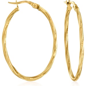 image:imageRossSimons Italian 18kt Yellow Gold OvalShaped Twisted Hoop Earrings