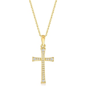 image:imageRossSimons Pure Collection 010 ct tw Diamond Cross Pendant Necklace in 14kt Yellow Gold 18 inches