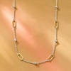 image:imagePure Collection by RossSimons 18kt Gold Over Sterling and Sterling Silver Paper Clip Link Bead Station NecklaceNo Gemstone