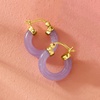 image:imagePure Collection by RossSimons Lavender Jade Hoop Earrings in 18kt Gold Over Sterling