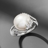 image:imageRossSimons 12125mm Cultured Pearl Ring With Diamonds in Sterling Silver
