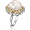 image:imageRossSimons 12125mm Cultured Pearl RopedEdge Ring in Sterling Silver and 14kt Yellow Gold