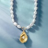 image:imageRossSimons 14kt Yellow GoldPlated Seashell Necklace With Simulated Baroque Pearls 18 inches