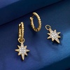 image:imageRossSimons 18kt Gold Over Sterling Hoop Earrings With Removable 20 ct tw Diamond Star Drops
