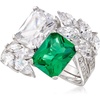 image:imageRossSimons 420 Carat Simulated Emerald and 680 ct tw CZ Ring in Sterling SilverEmerald