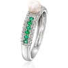 image:imageRossSimons 455mm Cultured Pearl 25 ct tw Diamond and 20 ct tw Emerald Ring in Sterling Silver Size 7