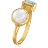 image:imageRossSimons 885mm Cultured Pearl and 170 Carat Sky Blue Topaz Toi Et Moi Ring in 18kt Gold Over Sterling
