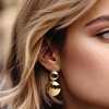 image:imageRossSimons Italian 14kt Yellow GoldPlated Hammered DiscLink Drop Earrings