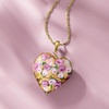 image:imageRossSimons Italian Multicolored Murano Glass Rose Heart Adjustable Pendant Necklace in 18kt Gold Over Sterling