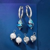 image:imageRossSimons Italian Sterling Silver Jewelry Set Hoop Earrings and 3 Pairs Of Interchangeable Drops