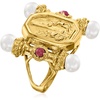 image:imageRossSimons Italian Tagliamonte 555mm Cultured Pearl and 40 ct tw Ruby EtruscanStyle Ring in 18kt Gold Over Sterling