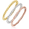 image:imageRossSimons Sterling Silver and 18kt 2Tone Gold Over Sterling Jewelry Set 3 Roped RingsNo Gemstone