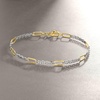 image:imageRossSimons Sterling Silver and 18kt Gold Over Sterling Cable and Paper Clip Link Station Braceletno gemstone