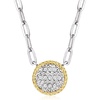 image:imageRossSimons 010 ct tw Diamond RopedEdge Circle Paper Clip Link Necklace in Sterling Silver and 14kt Yellow GoldDiamond