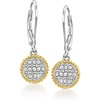 image:imageRossSimons 020 ct tw Diamond RopedEdge Circle Drop Earrings in Sterling Silver and 14kt Yellow Gold
