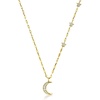 image:imageRossSimons 040 ct tw CZ Moon and Star Necklace in 18kt Gold Over Sterling 18 inches