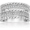image:imageRossSimons 050 ct tw Diamond Beaded MultiRow Ring in Sterling SilverDiamond