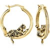 image:imageRossSimons 060 ct tw White Topaz and Black Enamel Tiger Hoop Earrings in 18kt Gold Over Sterling