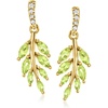 image:imageRossSimons 080 ct tw Peridot Leaf Drop Earrings With Diamond Accents in 18kt Gold Over Sterling