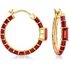 image:imageRossSimons 090 ct tw Garnet and Red Enamel Hoop Earrings in 18kt Gold Over Sterling