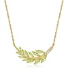image:imageRossSimons 120 ct tw Peridot Leaf Necklace With Diamonds in 18kt Gold Over Sterling 16 inches