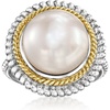image:imageRossSimons 12125mm Cultured Pearl RopedEdge Ring in Sterling Silver and 14kt Yellow Gold
