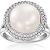 image:imageRossSimons 12125mm Cultured Pearl and 90 ct tw White Topaz Ring in Sterling Silver