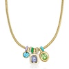 image:imageRossSimons 14kt Yellow GoldPlated Charm Necklace With Enamel and Simulated Multicolored Gemstones 18 inches