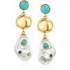 image:imageRossSimons 14kt Yellow GoldPlated Drop Earrings With 57mm Amazonites Simulated Baroque Pearls and Simulated Gemstones