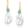 image:imageRossSimons 14kt Yellow GoldPlated Drop Earrings With Simulated Blue Gemstones and Pearls