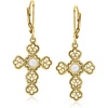 image:imageRossSimons 14kt Yellow GoldPlated Filigree Cross Drop Earrings With 4mm Cultured Pearls