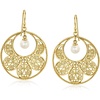 image:imageRossSimons 14kt Yellow GoldPlated Filigree Disc Drop Earrings With 10mm Shell Pearls
