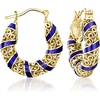 image:imageRossSimons 14kt Yellow GoldPlated Filigree Hoop Earrings With Blue Enamel