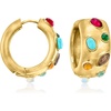 image:imageRossSimons 14kt Yellow GoldPlated Hoop Earrings With Simulated Multicolored Gemstones