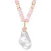 image:imageRossSimons 14kt Yellow GoldPlated Necklace With 3500 ct tw Rose Quartz Beads Simulated Pink Gem and Pearl 18 inches