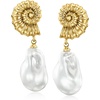 image:imageRossSimons 14kt Yellow GoldPlated Seashell Drop Earrings With Simulated Baroque Pearls