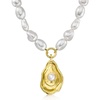 image:imageRossSimons 14kt Yellow GoldPlated Seashell Necklace With Simulated Baroque Pearls 18 inches