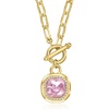 image:imageRossSimons 14kt Yellow GoldPlated Toggle Necklace With Simulated Pink and White Gemstones 18 inches
