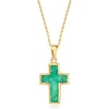 image:imageRossSimons 200 Carat Emerald Cross Pendant Necklace in 18kt Gold Over Sterling 18 inches