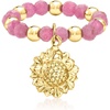 image:imageRossSimons 230 ct tw Pink Tourmaline and 3mm 10kt Yellow Gold Bead Stretch Ring With Sunflower Charmtourmalinee